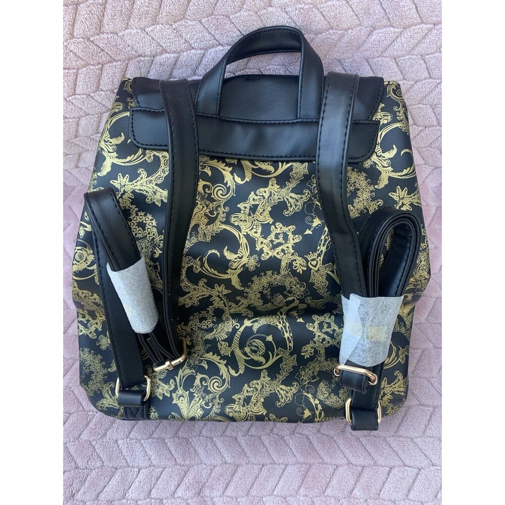 Versace Parfums Women's Backpack Bag Black/Gold Logo Zipper Closure Brand New - Picture 3 of 4